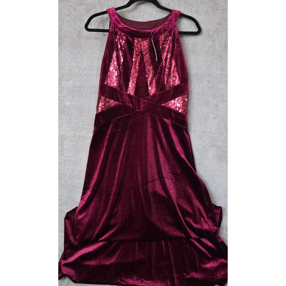 Candalite Petite Burgundy Velvet Sequin Holiday Dress PL Whimsigoth Formal‎ - Picture 9 of 9
